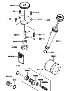 Kawasaki Fh381v-Cs23 Lubrication Equipment Diagram and Parts List for G1332 55AI5GMQ050-WAM Cub Cadet Lawn Mower